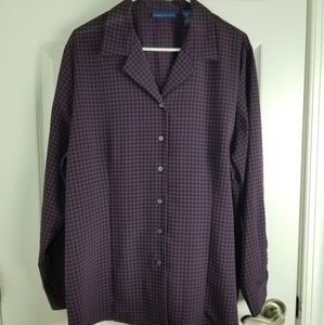 Purple Checker Karen Scott Blouse 1X